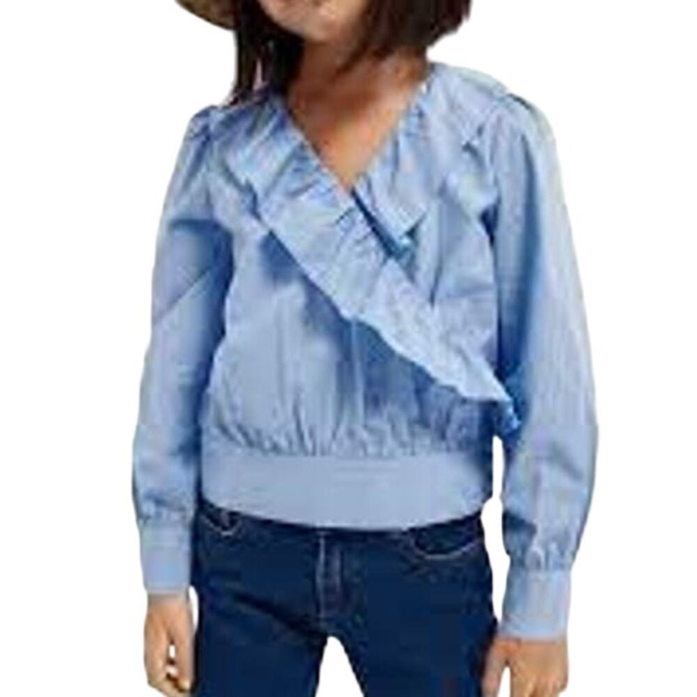 Scotch & Soda Crisp Cotton Ruffle Wrapover Top Girls Size 10 New With Tags